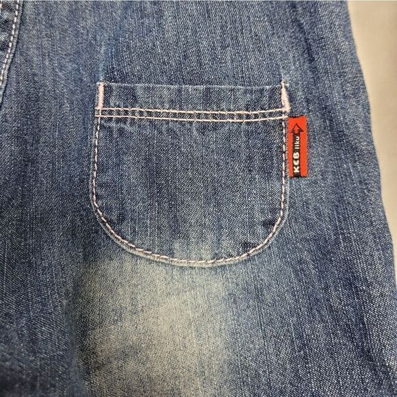 LIKU‎ embroidered butterfly overalls one piece denim ruffle 6-9 months - Picture 6 of 7